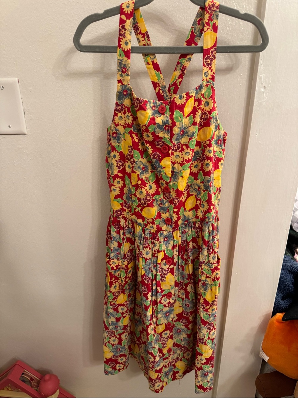 Girls Polo by Ralph Lauren Red Floral Sundress with Yellow Accents
